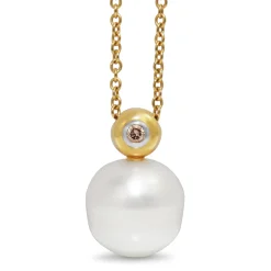 18ct Yellow Gold 12mm South Sea Pearl and Diamond Necklace
