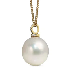 18ct Yellow Gold 16mm South Sea Pearl and Diamond Necklace