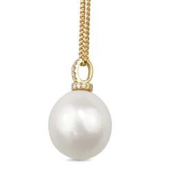 18ct Yellow Gold 15mm South Sea Pearl and Diamond Pendant