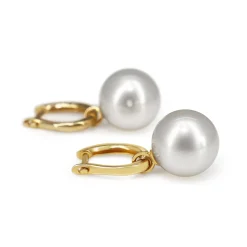 9ct Yellow Gold 11mm South Sea Pearl Hoop Earrings