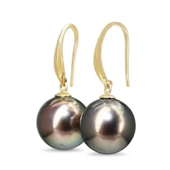9ct Yellow Gold 13mm Tahitian Pearl Drop Earrings