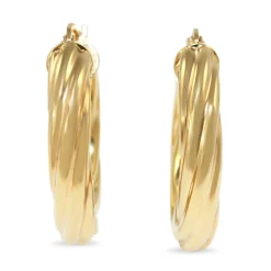 9ct Yellow Gold 25mm Twist Hoop Earrings