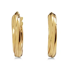 9ct Yellow Gold 16mm Twist Hoop Earrings