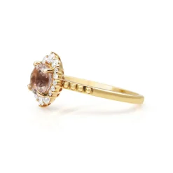18ct Yellow Gold Morganite and Diamond Ring