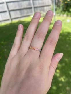 9ct Yellow Gold Multi Colour Sapphire Rainbow Band Ring