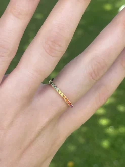 9ct Yellow Gold Multi Colour Sapphire Rainbow Band Ring