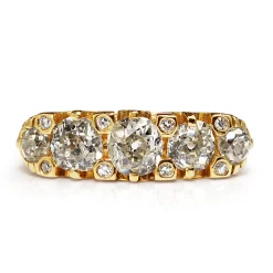 18ct Yellow Gold Old Cut 5 Stone Diamond Ring