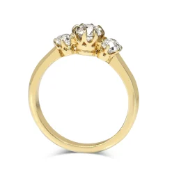 18ct Yellow Gold Old Cut Diamond 3 Stone Ring