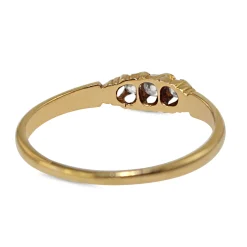 18ct Yellow Gold Old Cut Diamond Vintage 3 Stone Ring