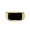 9ct Yellow Gold Onyx and Diamond Signet Style Ring
