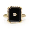 9ct Yellow Gold Onyx and Diamond Art Deco Style Ring