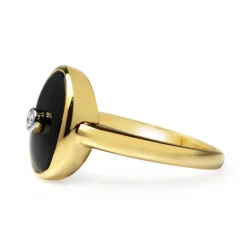 9ct Yellow Gold Onyx and Diamond Ring