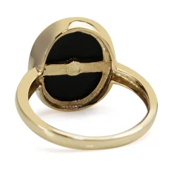 9ct Yellow Gold Onyx and Diamond Ring