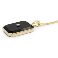 9ct Yellow Gold Onyx and Diamond Pendant / Enhancer