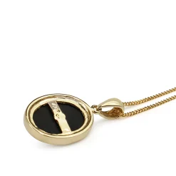 9ct Yellow Gold Onyx and Diamond Necklace