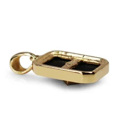 9ct Yellow Gold Onyx and Diamond Pendant