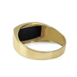 9ct Yellow Gold Onyx and Diamond Signet Style Ring