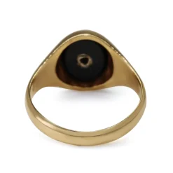 9ct Yellow Gold Onyx and Diamond Vintage Signet Ring