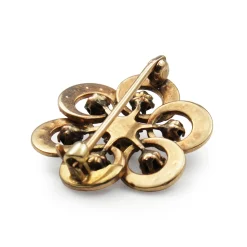 14ct Yellow Gold Onyx and Pearl Brooch