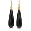 9ct Yellow Gold Onyx Briolette Earrings