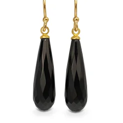 9ct Yellow Gold Onyx Briolette Earrings