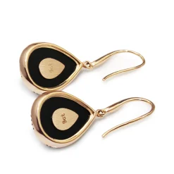 9ct Yellow Gold Onyx, Citrine and Diamond Earrings