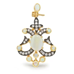 9ct Yellow Gold Opal and Diamond Brooch