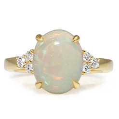 18ct Yellow Gold Opal and Diamond Ring