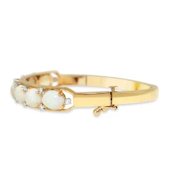 14ct Yellow Gold Opal and Diamond Bangle