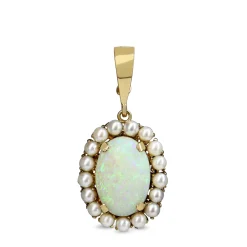 18ct Yellow Gold Opal and Pearl Enhancer Pendant