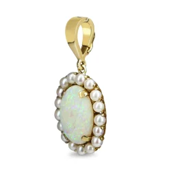 18ct Yellow Gold Opal and Pearl Enhancer Pendant