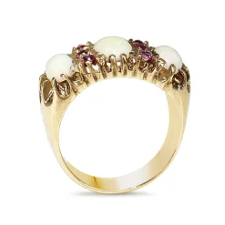 9ct Yellow Gold Opal and Ruby Antique Ring