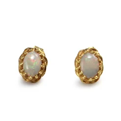 14ct Yellow Gold Opal Stud Earrings