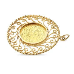 22ct Yellow Gold Ottoman Empire Coin in 14ct Yellow Gold Filigree Case Pendant