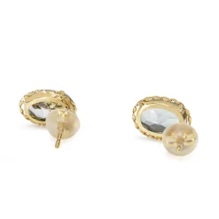 18ct Yellow Gold Oval Aquamarine Stud Earrings