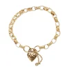 9ct Yellow Gold Oval Belcher Link Bracelet with Filigree Padlock Clasp
