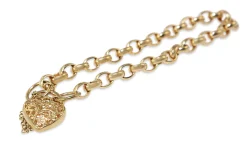 9ct Yellow Gold Oval Belcher Link Bracelet with Filigree Padlock Clasp
