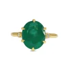 18ct Yellow Gold Oval Emerald and DIamond Solitaire Ring