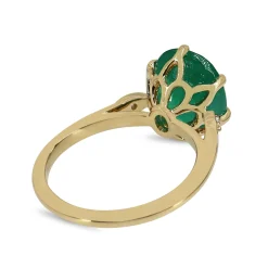 18ct Yellow Gold Oval Emerald and DIamond Solitaire Ring