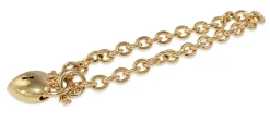 9ct Yellow Gold Oval Open Link Bracelet with Puff Padlock Clasp
