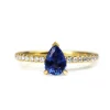 18ct Yellow Gold Pear Sapphire Solitaire Diamond Ring