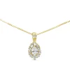 18ct Yellow Gold Pear Shaped Diamond Halo Necklace