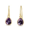 9ct Yellow Gold Pear Shaped Amethyst Drop Earrings