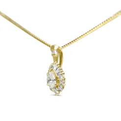 18ct Yellow Gold Pear Shaped Diamond Halo Necklace