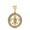 9ct Yellow Gold Pearl and Diamond Fleur De Lis Pendant