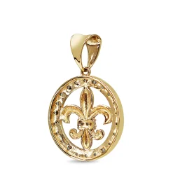 9ct Yellow Gold Pearl and Diamond Fleur De Lis Pendant