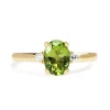 9ct Yellow Gold Peridot and Diamond 3 Stone Ring