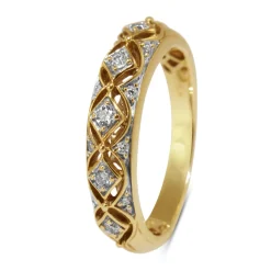 10ct Yellow Gold Pierced Out Diamond Band Ring