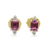 18ct Yellow Gold Pink Sapphire and Diamond Stud Earrings