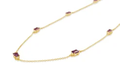 18ct Yellow Gold Pink Sapphire and Diamond Necklace